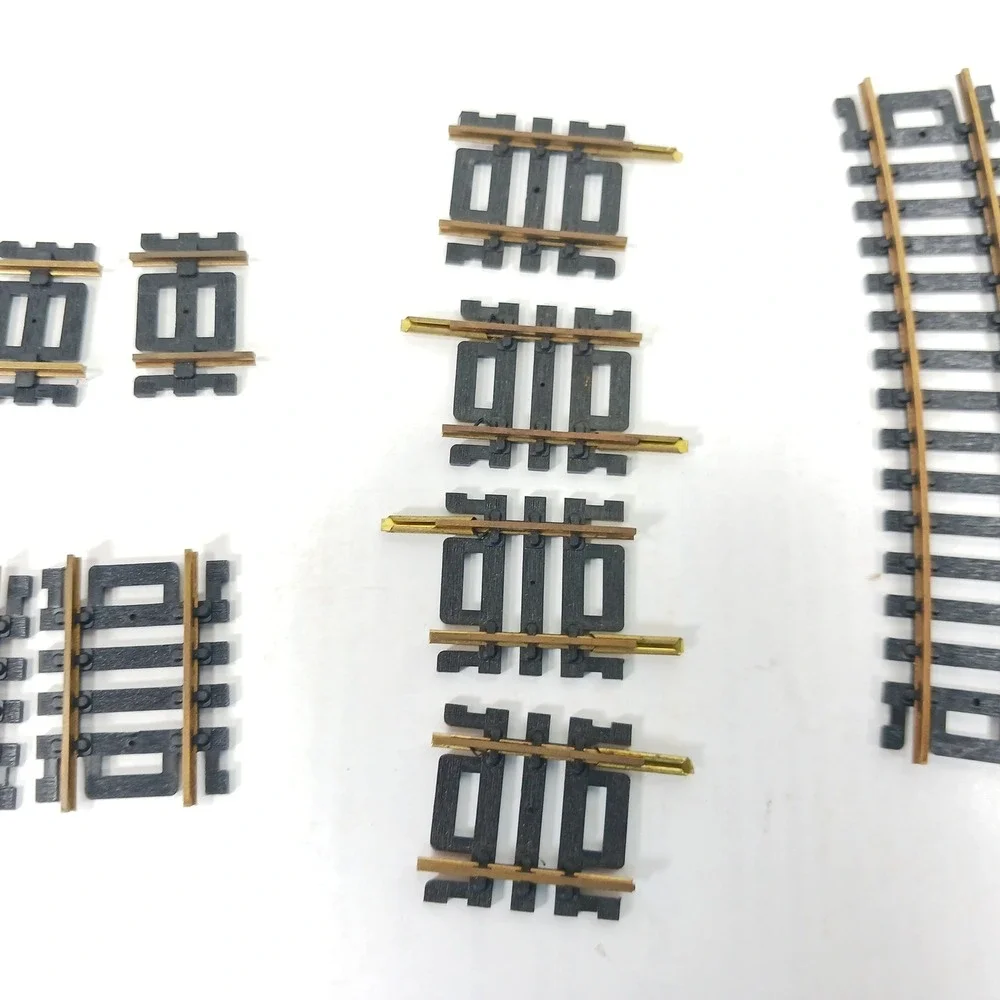 Set of 27 Vintage Brass Model HO Train Track Lot Straight Curved Pieces Mixed